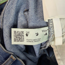 Load image into Gallery viewer, Off White Diagonal Stripe Jeans Size 32”
