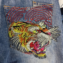 Load image into Gallery viewer, Y2K 2007 Ed Hardy Tiger Embroidered Jeans Size 36”
