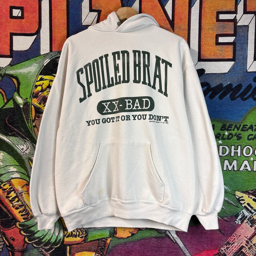 Vintage 1993 Spoiled Brat College Spellout Pullover Hoodie Size XL