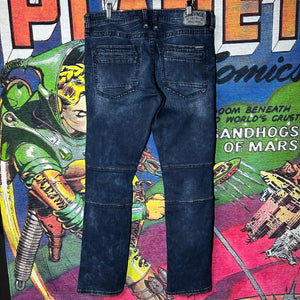 Salvage Dark Wash Biker Jeans Size 33”