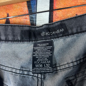 Y2K Rocawear Embroidered Black Jeans Size 36”