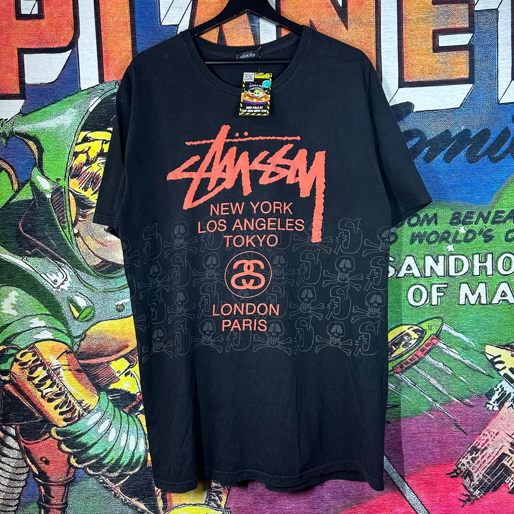 Stüssy World Tour Skulls Tee Size Large
