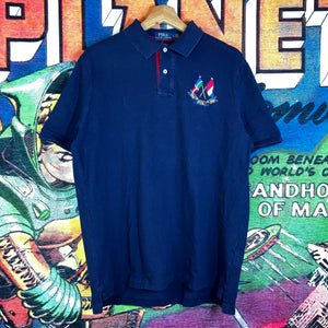 Polo by Ralph Lauren Navy/Red embroidered flag logo shirt