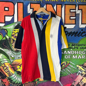 Y2K Nautica Diagonal Striped Polo  Size Large