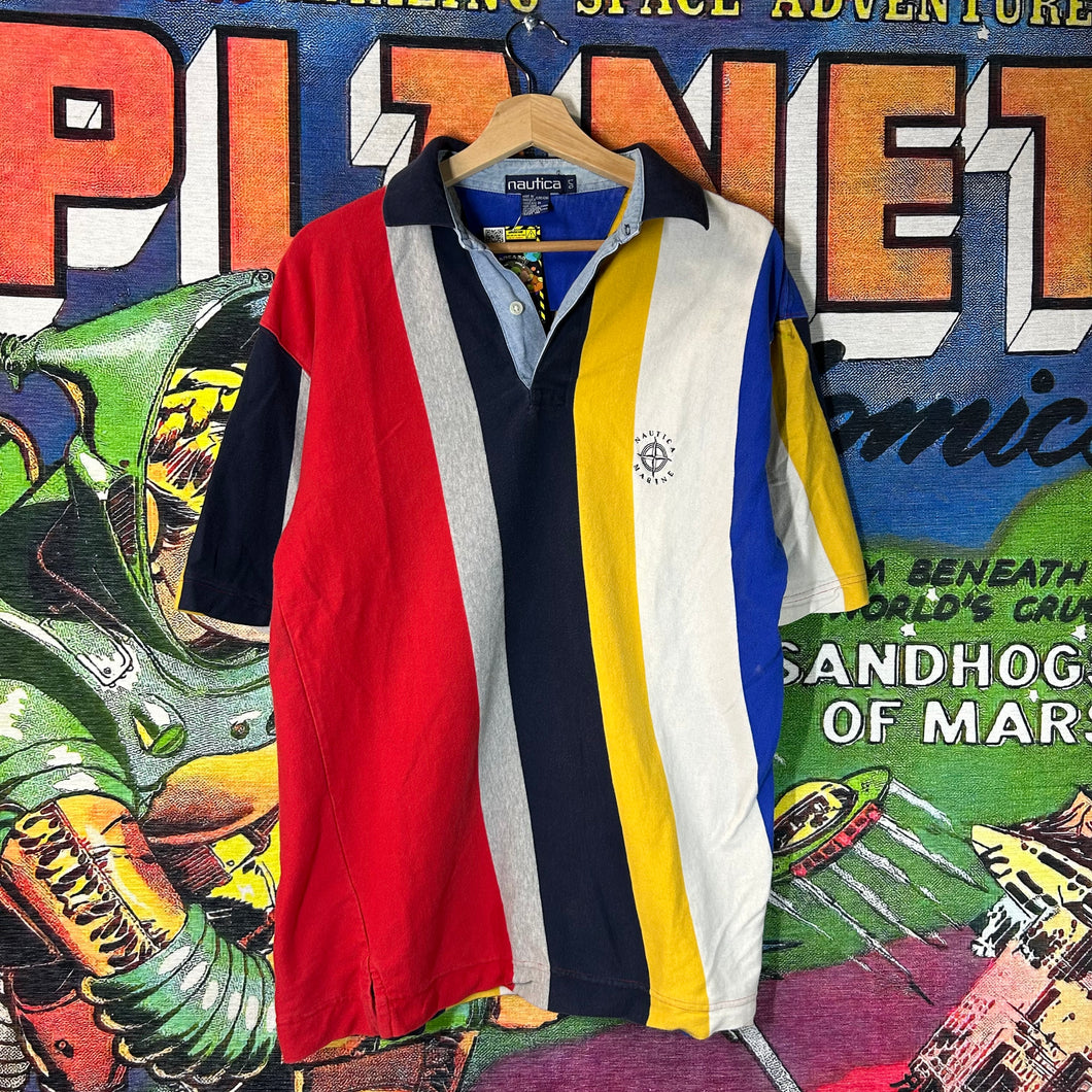 Y2K Nautica Diagonal Striped Polo  Size Large