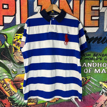 Load image into Gallery viewer, Polo Ralph Lauren White Blue Striped Polo Size 2XL
