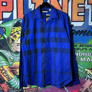 Burberry Blue Plaid Button Down Shirt Size XL