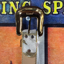 Load image into Gallery viewer, New B.B. Simons Gold And White Pony Hair Swarovski Crystal leather Belt Size 30
