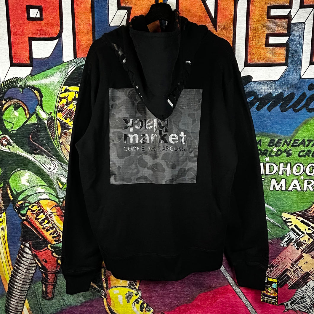 BAPE Comme des Garcons Black Market Shark Pullover Hoodie Size 2XL