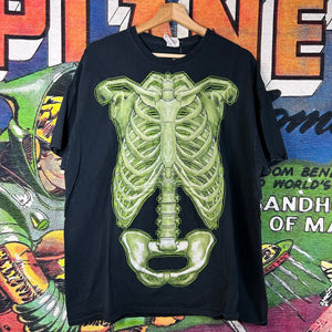 Y2K Neon Green Skeleton Tee Size 2XL