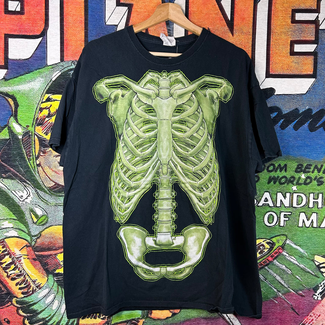 Y2K Neon Green Skeleton Tee Size 2XL