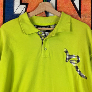 Y2K Roca Wear Lime Green Polo Shirt Size L