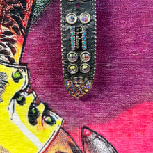 Load image into Gallery viewer, B.B. Simons Iridescent Crystal Black Leather Belt Size 34
