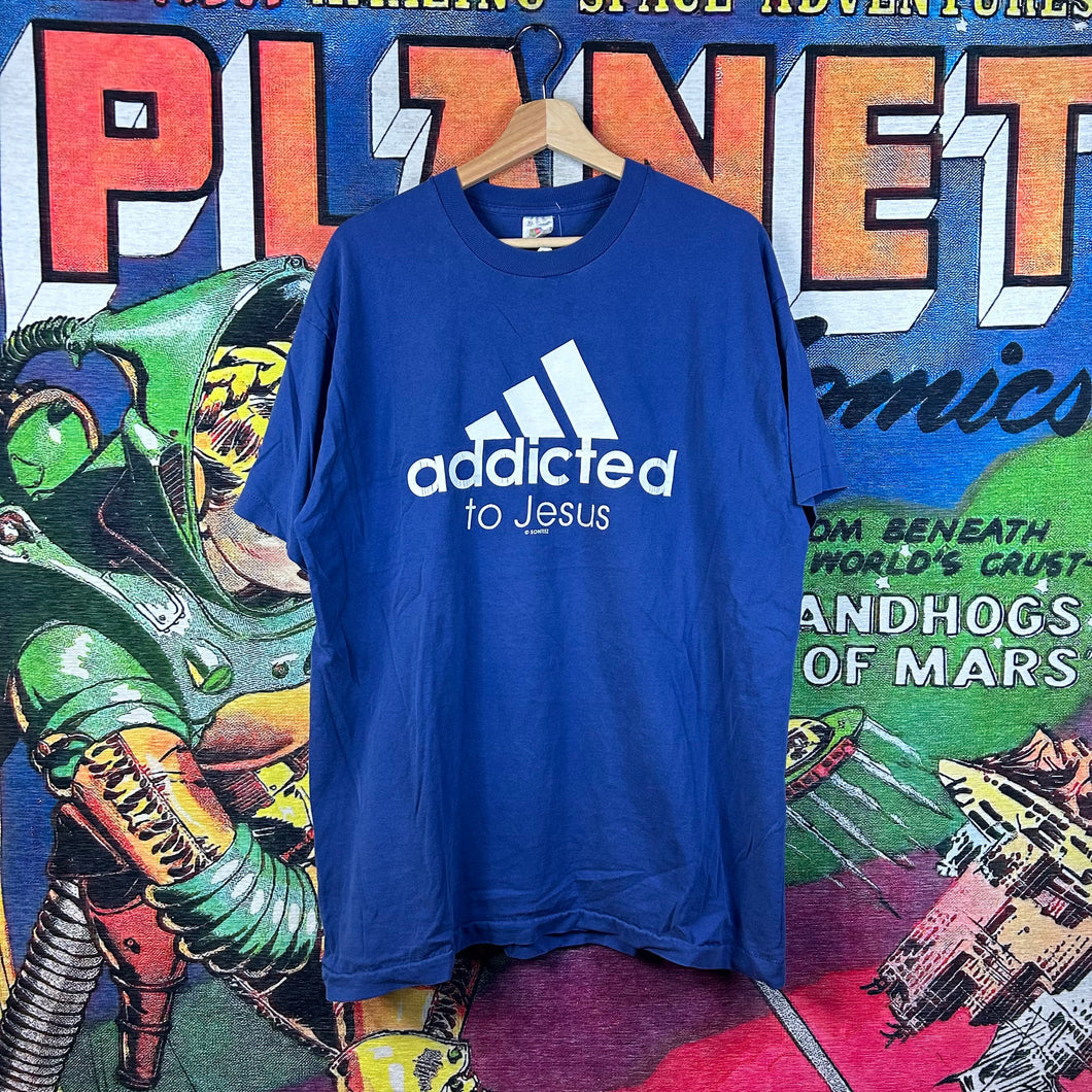 Vintage 90s Adidas Spoof Jesus Tee Size XL