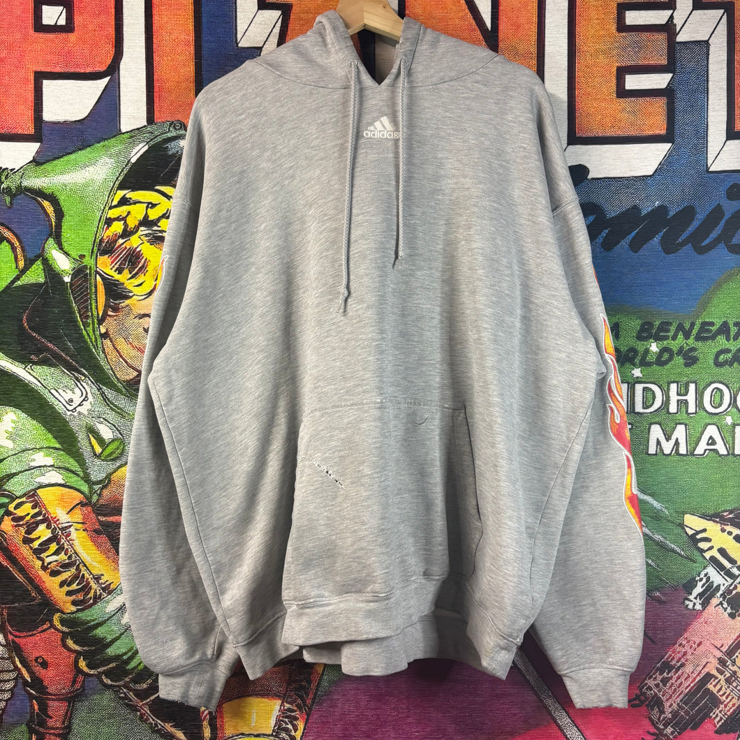 Vintage Gray Adidas Flames Hoodie Size XL