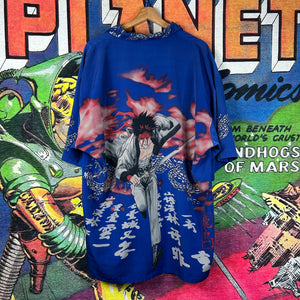 Vintage Y2K Veezo Sanosuke Anime AOP Button Down Shirt size XL