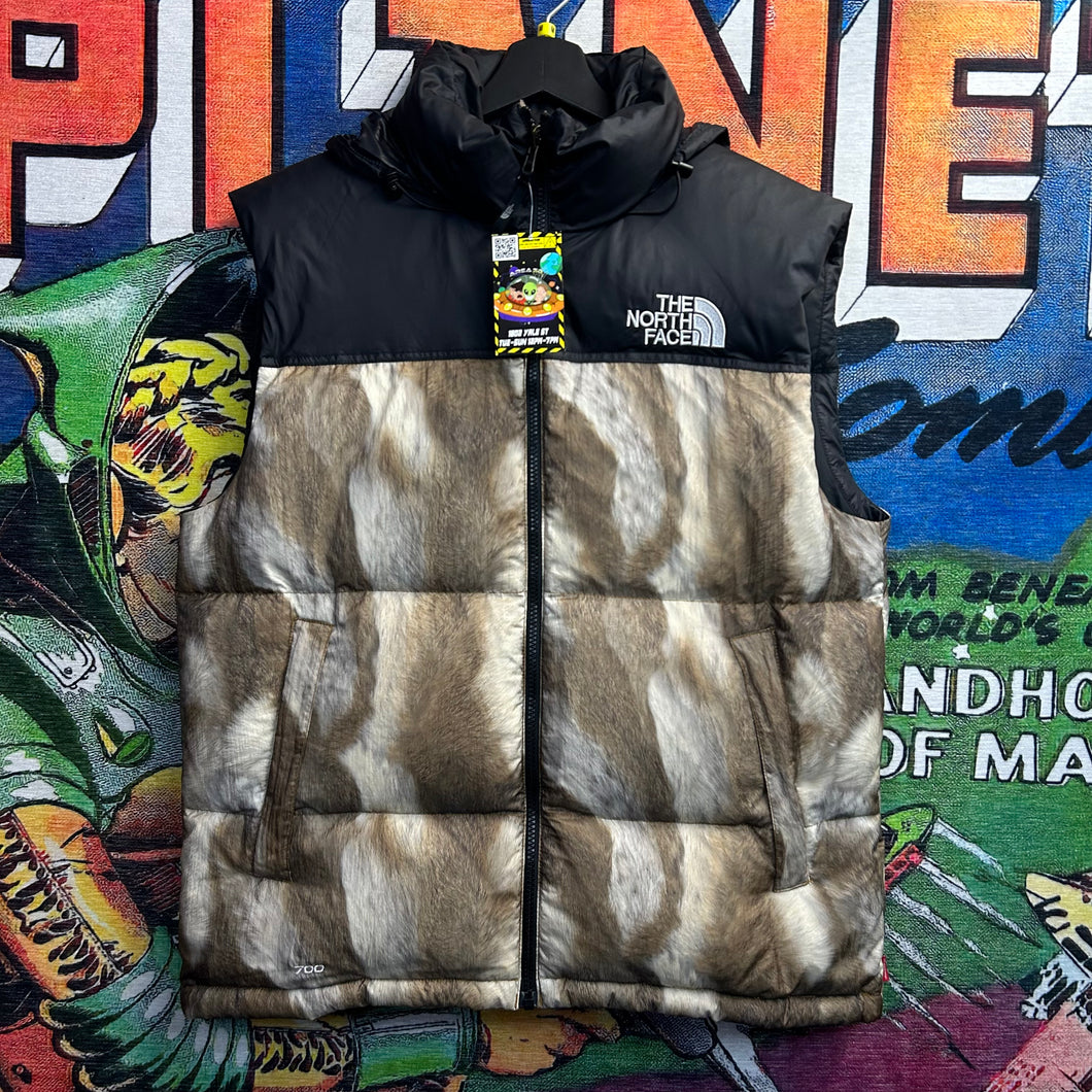 Supreme X The North Face Fur Print Puffer Vest FW13 Size Medium