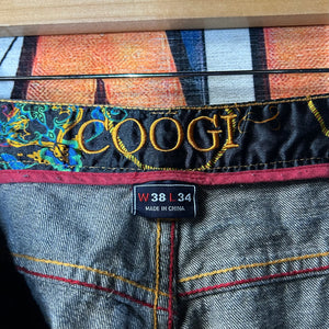 Coogi Gold Embroidered Baggy Jeans Size 38”