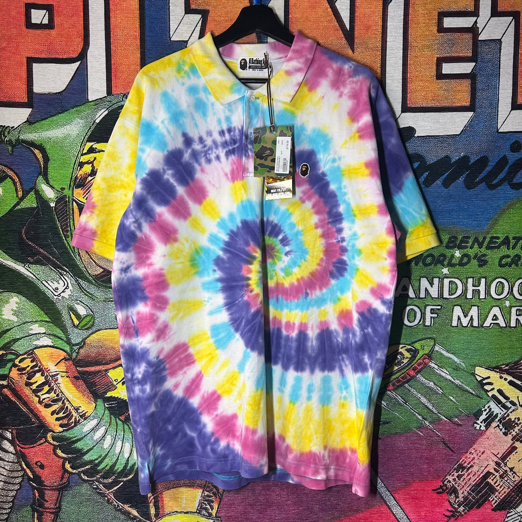 NWT Bape Tie Dye Polo Shirt Size Large