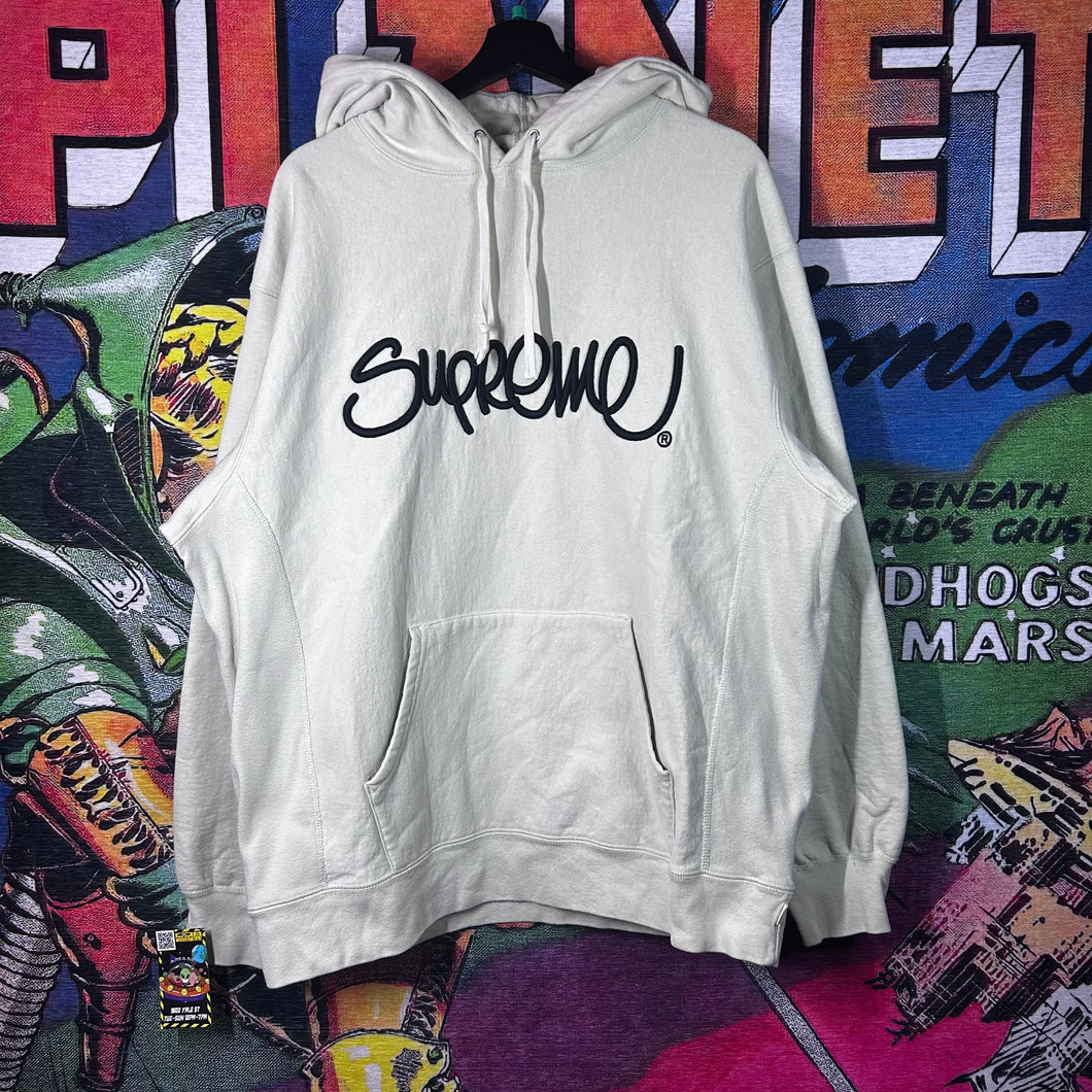 Supreme Raised Handstyle Logo Pale Green Hoodie Size L