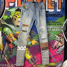 Load image into Gallery viewer, Amiri MA Quad Artpatch Skinny Jeans Size 30”
