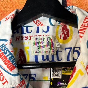 Y2K Hysteric Glamour AOP Logo Button Up Shirt Size Medium