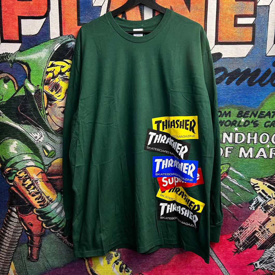 Brand New Supreme x Thrasher Multi Logo Long Sleeve Tee Size XL