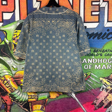 Load image into Gallery viewer, Amiri Bandana Jacquard Denim Baseball Jersey  Size Medium

