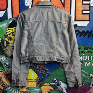 Vintage 80’s Tyte Women’s Silver Cropped Denim Jacket Size Medium
