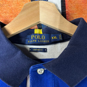 Polo Ralph Lauren White Blue Striped Polo Size 2XL