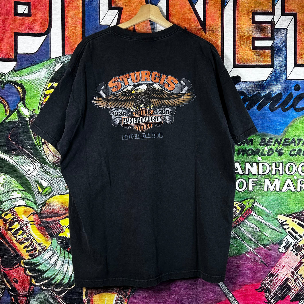 Harley Davidson 2009 Sturgis Skull Head W/ Wings Tee Size 2XL