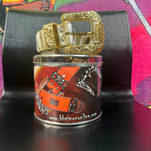 Load image into Gallery viewer, New B.B. Simons Gold And White Pony Hair Swarovski Crystal leather Belt Size 30
