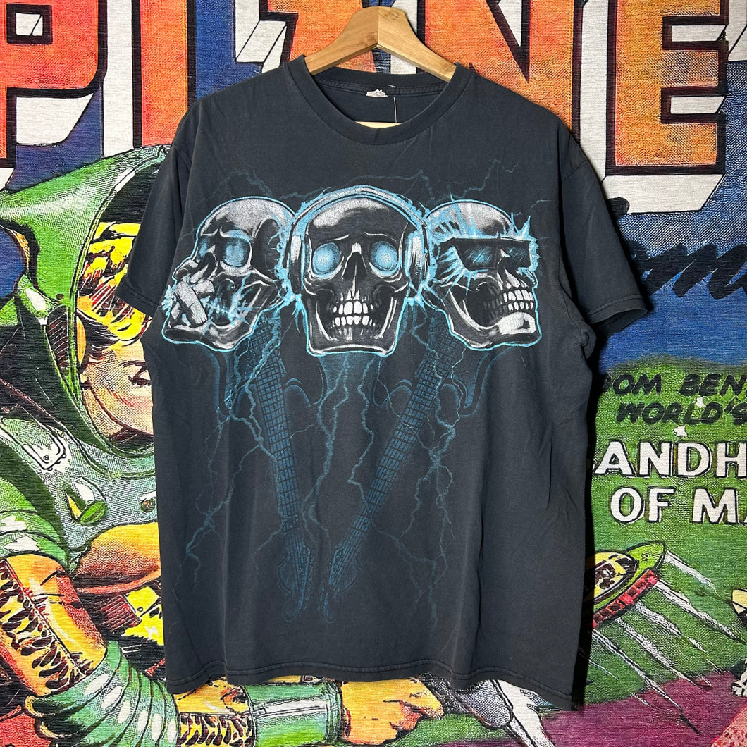 Y2K Lightning Skulls Tee Size Large
