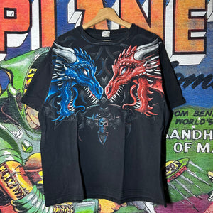 Y2K Red & Blue Dragons Tee Size Large