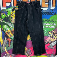 Load image into Gallery viewer, Supreme Paneled Striped Baggy Jeans Black Size 32”
