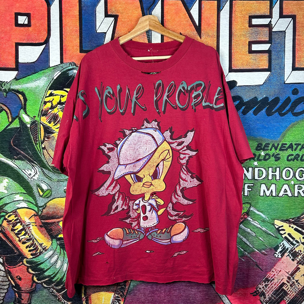 Vintage 90s Thrashed Tweety Tee Size 2XL