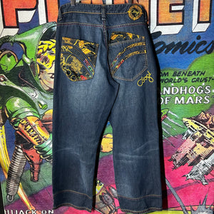 Coogi Gold Embroidered Baggy Jeans Size 38”