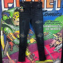 Load image into Gallery viewer, Amiri Black Biker Jeans Size 32”
