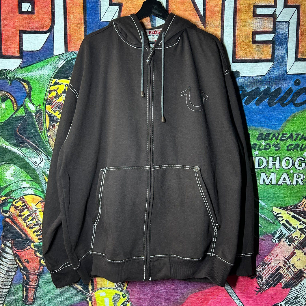 Y2K True Religion Contrast Stitch Hoodie Size 4XL