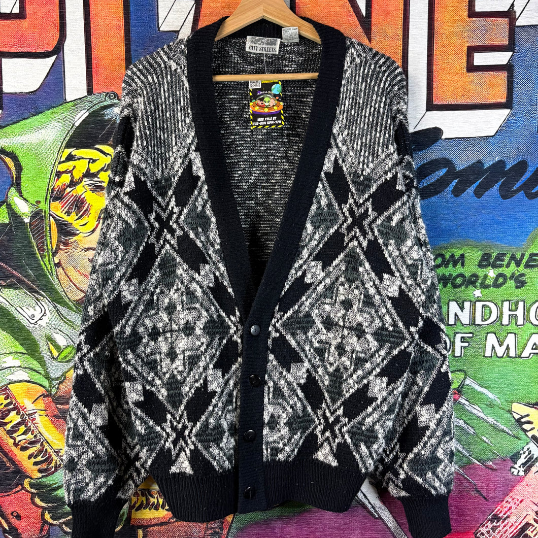 Vintage 90s City Streets geometric Cardigan Sweater