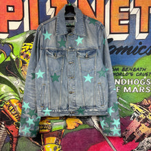 Load image into Gallery viewer, Amiri Chemist Star Trucker Denim Jacket Teal Size Medium
