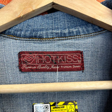 Load image into Gallery viewer, Y2K Hot Kiss Denim Jacket Size Woman’s XS
