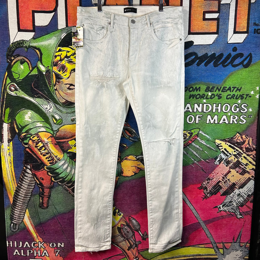 Purple Brand Painted White Denim Size 36”