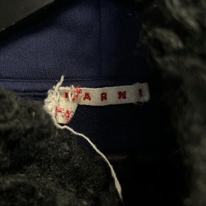 Marni Navy Faux-Fur Neck Hoodie Size Large