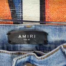 Load image into Gallery viewer, Amiri Distressed Bandana Flames Jeans Size 30”
