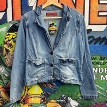 Load image into Gallery viewer, Y2K Hot Kiss Denim Jacket Size Woman’s XS
