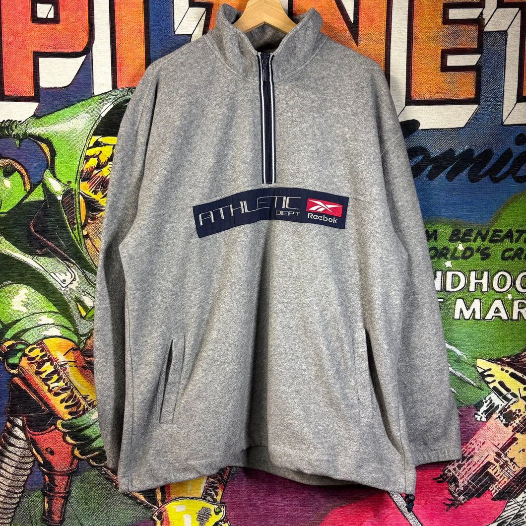 Y2K Gray Reebok Athletic Dept. Quarter zip Fleece SweatShirt Size XL