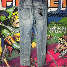 Load image into Gallery viewer, Ksubi Distressed Straight Leg Blue Jeans Size 34”
