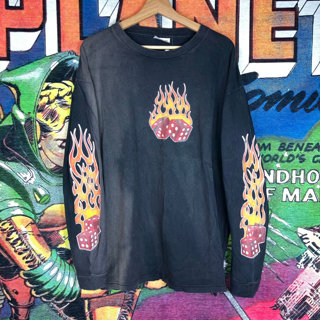 Y2K Flaming Dice L/S Tee Size XL