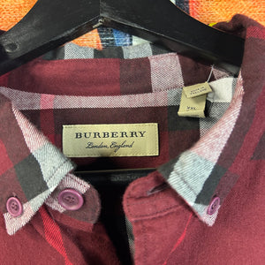 Burberry Red Plaid Button Down Shirt Size 2XL